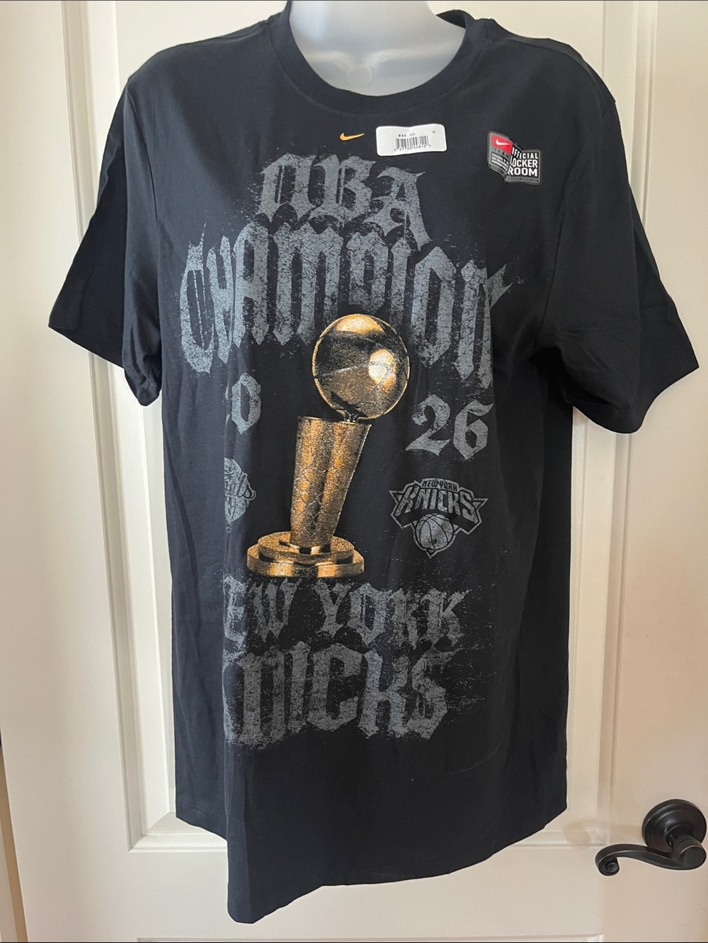 Nike Black Graphic Tee with Gold Trophy Print